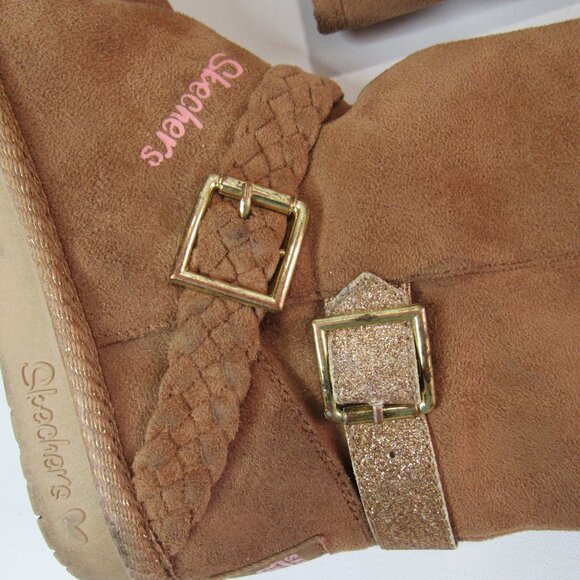 Skechers Toasty Toes Girl's Suede Buckle Memory Foam Warm Winter Boots Size 1 - Picture 11 of 14